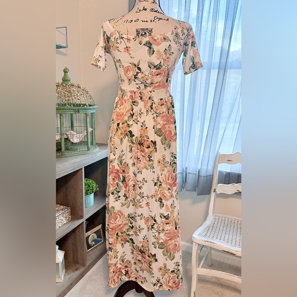 Floral Off Shoulder Stretchy Maxi Dress - Picture 3 of 3